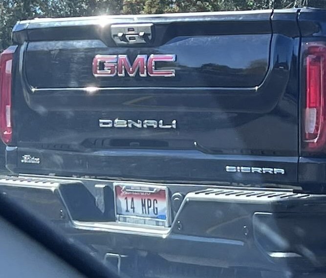License plate: 14 MPG